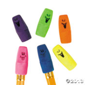 Neon Funny Face Pencil Top Erasers<br>144 piece(s)